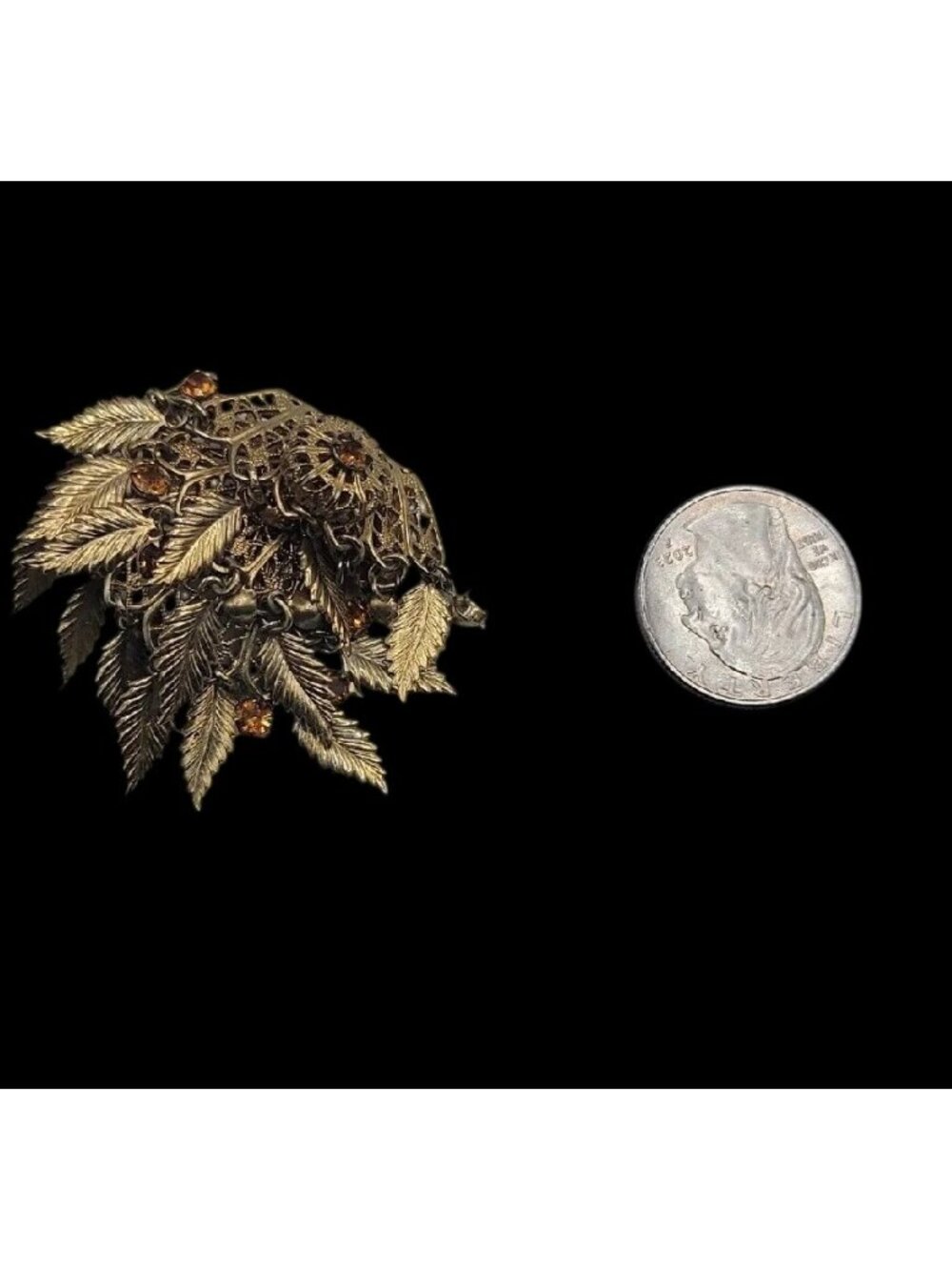 VTG Miriam Haskell Feather Rhinestones Clip On Earrings 1930s Statement Unsigned - Picture 10 of 15